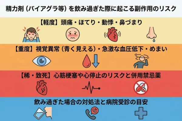 精力剤（バイアグラ等）を飲み過ぎた際に起こる副作用のリスク