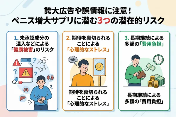 ペニス増大サプリに潜む3つの潜在的リスク