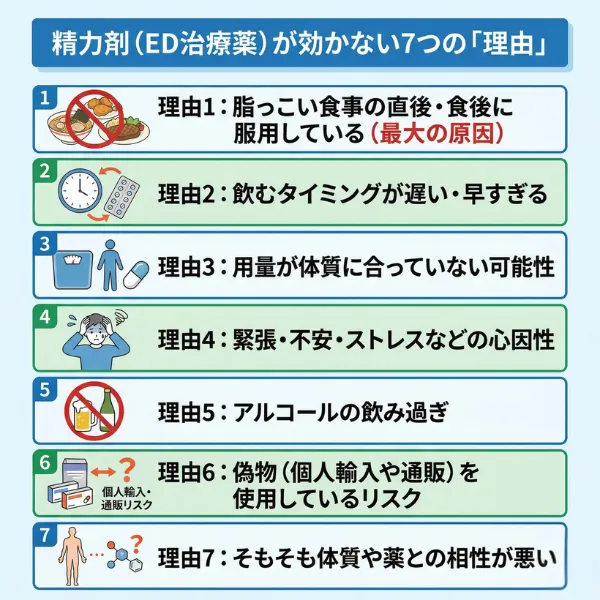 精力剤（ED治療薬）が効かない7つの「理由」