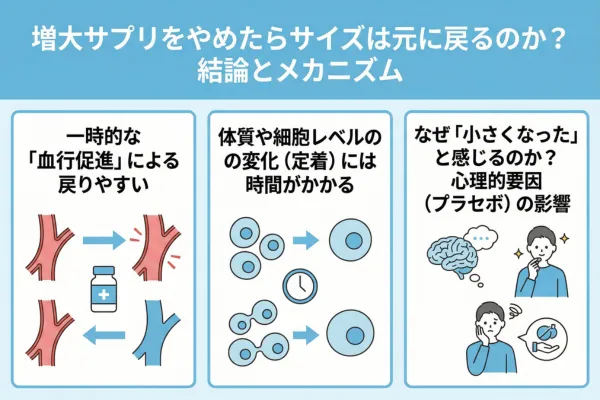増大サプリをやめたらサイズは元に戻るのか？結論とメカニズム